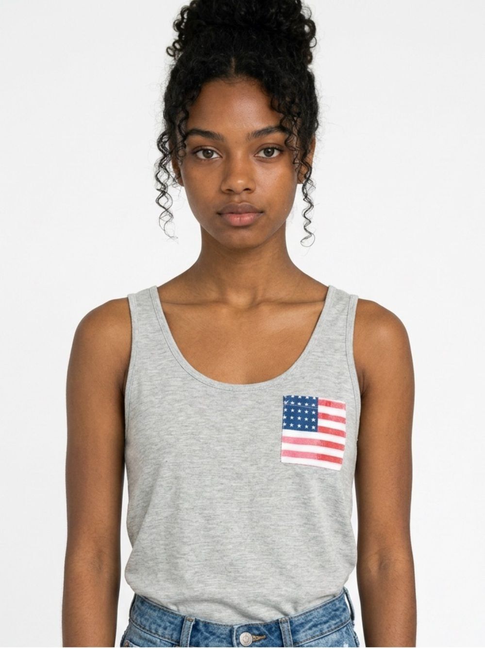 FIFTH SUN | Gray American Flag USA Sleeveless Tank Top Women’s Size Large